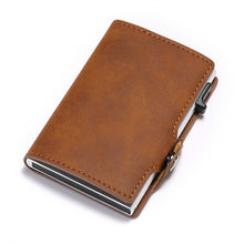 Load image into Gallery viewer, BISI GORO Single Box Card Holder PU Leather Card Wallet New Men RFID Blocking Aluminum Smart Multifunction Slim Wallet Card Case