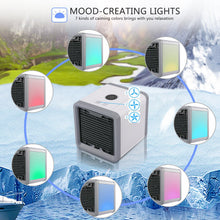 Load image into Gallery viewer, Mini USB Portable Air Cooler Fan Air Conditioner 7 Colors Light Desktop Air Cooling Fan Humidifier Purifier For Office Bedroom
