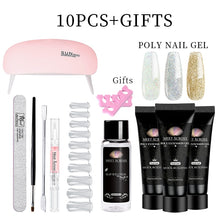Load image into Gallery viewer, MEET ACROSS Poly UV Gel Set Nail Gel Kit 20/30ml Crystal Builder Clear Colors Gel with Lamp Gel Nail Polish For Nail Extensions