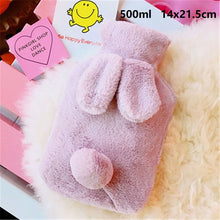 Load image into Gallery viewer, Winter Cartoon Rabbit Hot Water Bottle PVC Stress Pain Relief Therapy Hot Water Bag With Knitted Soft Cozy Cover Hand Warmer 1pc