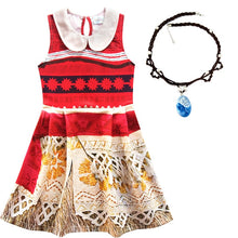 Load image into Gallery viewer, 2020 Girls Moana Cosplay Costume for Kids Vaiana Princess Dress Clothes with Necklace for Halloween Costumes Gifts for Girl