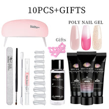 Load image into Gallery viewer, MEET ACROSS Poly UV Gel Set Nail Gel Kit 20/30ml Crystal Builder Clear Colors Gel with Lamp Gel Nail Polish For Nail Extensions