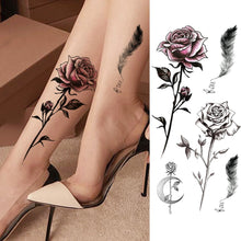 Load image into Gallery viewer, Purple Rose Jewelry Water Transfer Tattoo Stickers Women Body Chest Art Temporary Tattoo Girl Waist Bracelet Flash Tatoos Flower