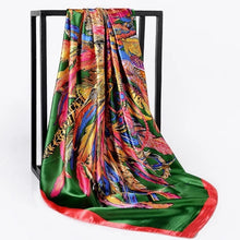 Load image into Gallery viewer, Silk Scarf Women Print hair neck Square Scarves Office Ladies Shawl Bandanna 90*90cm Muslim Hijab Handkerchief muffler foulard