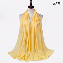 Load image into Gallery viewer, women plain bubble chiffon scarf hijab wrap printe solid color shawls headband muslim hijabs scarves/scarf 60 colors