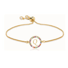 Load image into Gallery viewer, Adjustable Rainbow Zircon 26 Letter Bracelet Women shell Zircon crystal Bracelet Femme Valentine's day wedding Gifts Jewelry