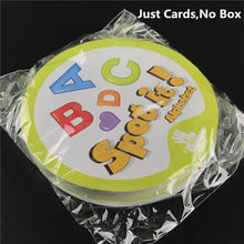 Load image into Gallery viewer, Dobble 16 styles Spot It Card Game Toy Iron Box Sport Go Camping Hip Kids Board Games Gift Animals Alphabet123
