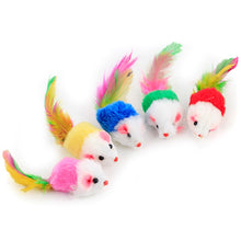 Load image into Gallery viewer, 1pc Cat Toy Stick Feather Wand With Bell Mouse Cage Toys Plastic Artificial Colorful Cat Teaser Toy Pet Supplies Random Color
