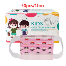 Load image into Gallery viewer, 50-100pcs Children Face Mask Cartoon Printed soft skin-friendly Disposable Mouth Cover Mask boy girl Personal Thicken mouth mask