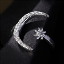 Load image into Gallery viewer, Fashion Ring Moon Star Open Finger Adjustable Rings Women Girls Rhinestone Crystal Bride Jewelry Ring Wedding Engagement Jewelry