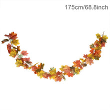 Load image into Gallery viewer, 1.75m Home Autumn Decoration Leaves Garland Artificial Maple Leaf Vine Fake Foliage String Thanksgiving Christmas Garden Decor