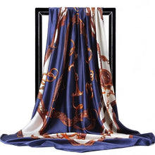 Load image into Gallery viewer, Silk Scarf Women Print hair neck Square Scarves Office Ladies Shawl Bandanna 90*90cm Muslim Hijab Handkerchief muffler foulard