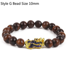 Load image into Gallery viewer, Feng Shui Black Beads Alloy Wealth Bracelet Unisex Wristband Gold Black Pixiu Wealth and Good Luck Women Men Bracelet