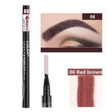 Load image into Gallery viewer, 5 Colors Eyebrow Pen Waterproof 4 Fork Tip Eyebrow Tattoo Pencil Cosmetic Long Lasting Natural Dark Brown Liquid Eye Brow Pencil