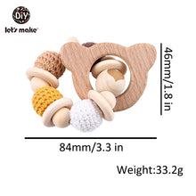 Load image into Gallery viewer, Let's Make Wooden Rattle Teether Baby Toys Engraved Wood Beads Hexagon Teether Silicone Beads 12Mm Tiny Rod Baby Crib Rattle