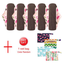 Load image into Gallery viewer, DropShipping Reusable Bamboo Charcoal Hygiene Menstrual Pads 5PCS with Waterproof Bag Washable Women Sanitary Pads for Women