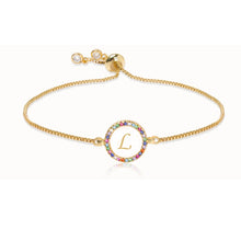 Load image into Gallery viewer, Adjustable Rainbow Zircon 26 Letter Bracelet Women shell Zircon crystal Bracelet Femme Valentine's day wedding Gifts Jewelry