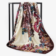 Load image into Gallery viewer, Silk Scarf Women Print hair neck Square Scarves Office Ladies Shawl Bandanna 90*90cm Muslim Hijab Handkerchief muffler foulard