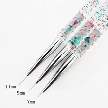 Load image into Gallery viewer, 3Pcs/Set UV Gel Drawing Painting Nail Liner Brush Acrylic Nail Pen French Nail Mixed Colors Gourd Handle Nail Art DIY Tools