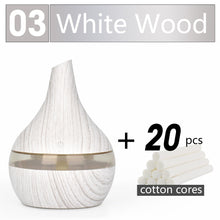 Load image into Gallery viewer, 300ML USB humidifier Electric oil Aromatherapy wood grain Ultrasonic air diffuser with 7 colors lights for home office Car
