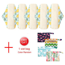 Load image into Gallery viewer, DropShipping Reusable Bamboo Charcoal Hygiene Menstrual Pads 5PCS with Waterproof Bag Washable Women Sanitary Pads for Women