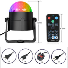 Load image into Gallery viewer, Sound Activated Rotating Disco Ball Party Lights Strobe Light 3W RGB LED Stage Lights For Christmas Home KTV Xmas Wedding Show