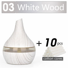 Load image into Gallery viewer, 300ML USB humidifier Electric oil Aromatherapy wood grain Ultrasonic air diffuser with 7 colors lights for home office Car