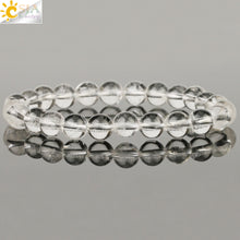 Load image into Gallery viewer, CSJA Natural Stone Elastic Bracelet Pink Quartz White Purple Crystal Green Aventurine Healing Beads Female Strand Bracelets G255