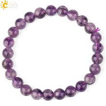 Load image into Gallery viewer, CSJA Natural Stone Elastic Bracelet Pink Quartz White Purple Crystal Green Aventurine Healing Beads Female Strand Bracelets G255