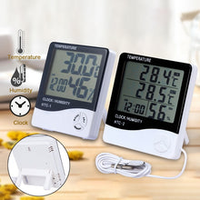 Load image into Gallery viewer, LCD Digital Temperature Humidity Meter Home Indoor Outdoor hygrometer thermometer Weather Station with Clock