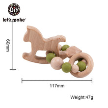 Load image into Gallery viewer, Let's Make Wooden Rattle Teether Baby Toys Engraved Wood Beads Hexagon Teether Silicone Beads 12Mm Tiny Rod Baby Crib Rattle