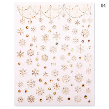 Load image into Gallery viewer, 1Pcs 3D Nail Sticker Christmas Holographics Snowflake For Gold Silver Nail Art Stickers DIY Nail Art Decoration Decals