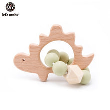 Load image into Gallery viewer, Let's Make Wooden Rattle Teether Baby Toys Engraved Wood Beads Hexagon Teether Silicone Beads 12Mm Tiny Rod Baby Crib Rattle
