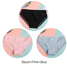 Load image into Gallery viewer, FINETOO Women's Panties 3Pcs/set Soft Cotton Underwear M-XL Sexy Lace Panty Women Underpants Girl Briefs Fashion Female Lingerie