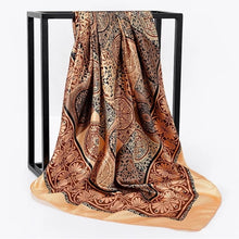 Load image into Gallery viewer, Silk Scarf Women Print hair neck Square Scarves Office Ladies Shawl Bandanna 90*90cm Muslim Hijab Handkerchief muffler foulard