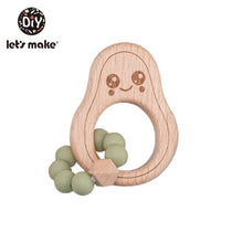 Load image into Gallery viewer, Let's Make Wooden Rattle Teether Baby Toys Engraved Wood Beads Hexagon Teether Silicone Beads 12Mm Tiny Rod Baby Crib Rattle