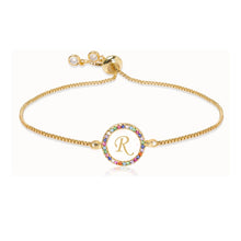 Load image into Gallery viewer, Adjustable Rainbow Zircon 26 Letter Bracelet Women shell Zircon crystal Bracelet Femme Valentine's day wedding Gifts Jewelry