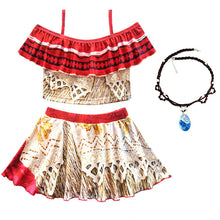 Load image into Gallery viewer, 2020 Girls Moana Cosplay Costume for Kids Vaiana Princess Dress Clothes with Necklace for Halloween Costumes Gifts for Girl