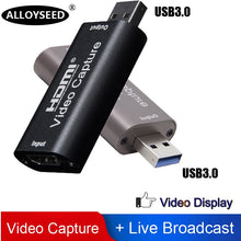 Load image into Gallery viewer, ALLOYSEED USB 3.0/2.0 Video Capture Card HDMI 1 Way to USB 2.0 1080P Mini Acquisition Card HD Camera Recording Live Streaming