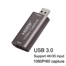 Load image into Gallery viewer, ALLOYSEED USB 3.0/2.0 Video Capture Card HDMI 1 Way to USB 2.0 1080P Mini Acquisition Card HD Camera Recording Live Streaming