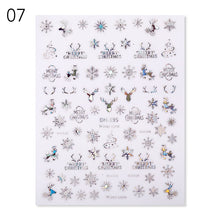 Load image into Gallery viewer, 1Pcs 3D Nail Sticker Christmas Holographics Snowflake For Gold Silver Nail Art Stickers DIY Nail Art Decoration Decals