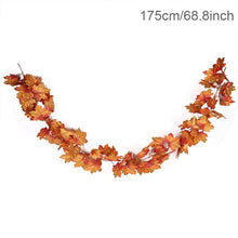 Load image into Gallery viewer, 1.75m Home Autumn Decoration Leaves Garland Artificial Maple Leaf Vine Fake Foliage String Thanksgiving Christmas Garden Decor
