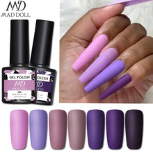 Load image into Gallery viewer, MAD DOLL 8ml 60 Colors Gel Nail Polish Nail Color Nail Gel varnish Soak Off UV Gel Varnish Base Coat No Wipe Top Coat