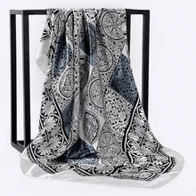 Load image into Gallery viewer, Silk Scarf Women Print hair neck Square Scarves Office Ladies Shawl Bandanna 90*90cm Muslim Hijab Handkerchief muffler foulard