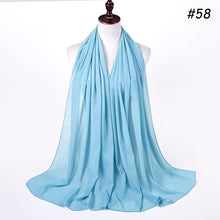 Load image into Gallery viewer, women plain bubble chiffon scarf hijab wrap printe solid color shawls headband muslim hijabs scarves/scarf 60 colors