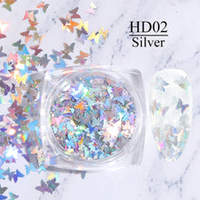 Load image into Gallery viewer, Holographic Powder on Nails Laser Silver Glitter Chrome Nail Powder DIP Shimmer Gel Polish Flakes for Manicure Pigment CH1028-4