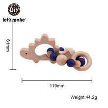 Load image into Gallery viewer, Let's Make Wooden Rattle Teether Baby Toys Engraved Wood Beads Hexagon Teether Silicone Beads 12Mm Tiny Rod Baby Crib Rattle