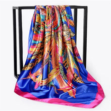 Load image into Gallery viewer, Silk Scarf Women Print hair neck Square Scarves Office Ladies Shawl Bandanna 90*90cm Muslim Hijab Handkerchief muffler foulard