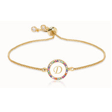 Load image into Gallery viewer, Adjustable Rainbow Zircon 26 Letter Bracelet Women shell Zircon crystal Bracelet Femme Valentine's day wedding Gifts Jewelry