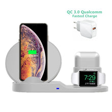 Load image into Gallery viewer, 3 in 1 10W Fast Wireless Charger Dock Station Fast Charging For iPhone XR XS Max 8 for Apple Watch 3 4 5 For AirPods For Samsung